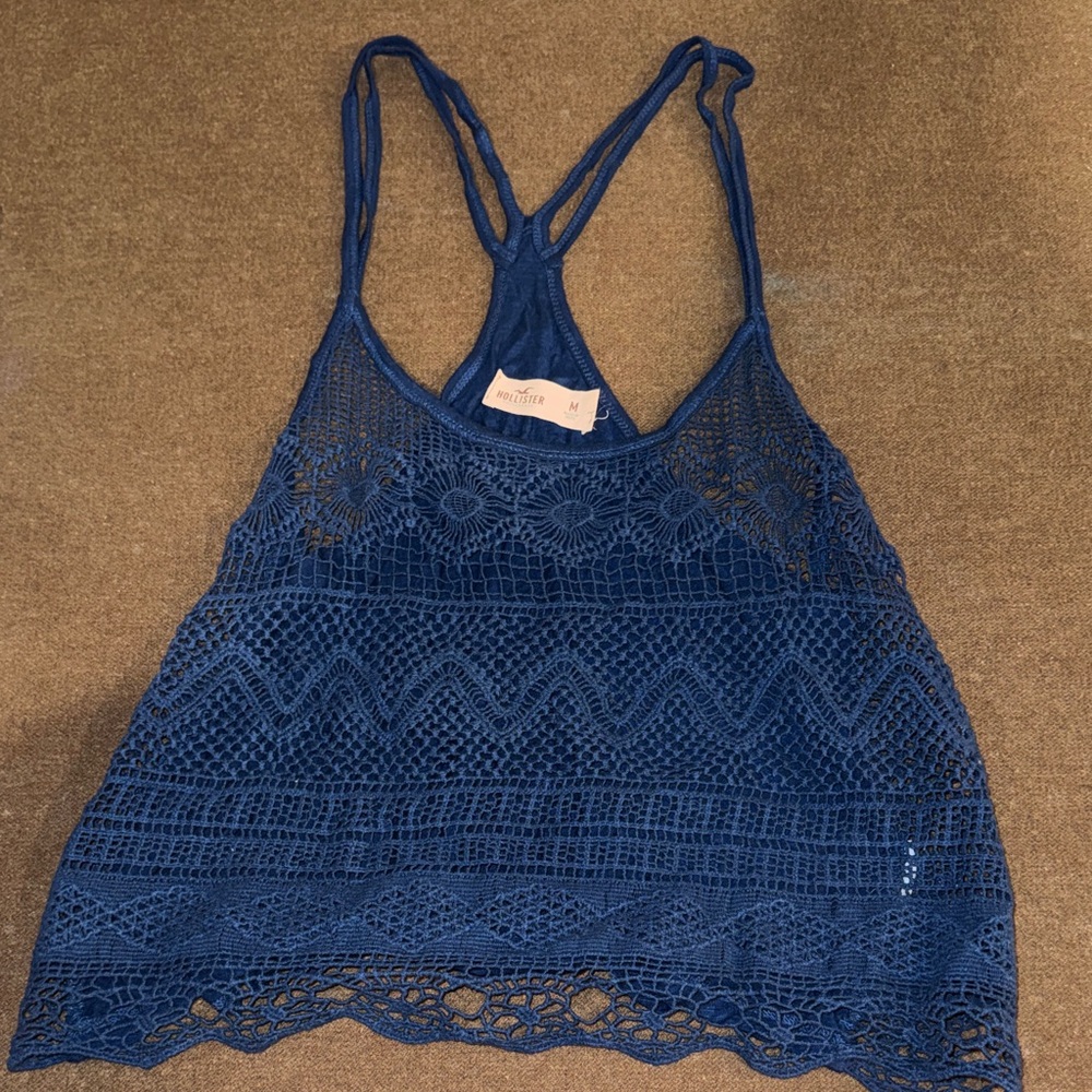Hollister Navy Crochet Tank